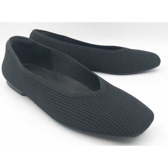 Vivaia Margot 2.0 Square Toe V-Cut Flats Black Washable Shoes NWOB 9-9.5 EU 40 - Picture 1 of 8